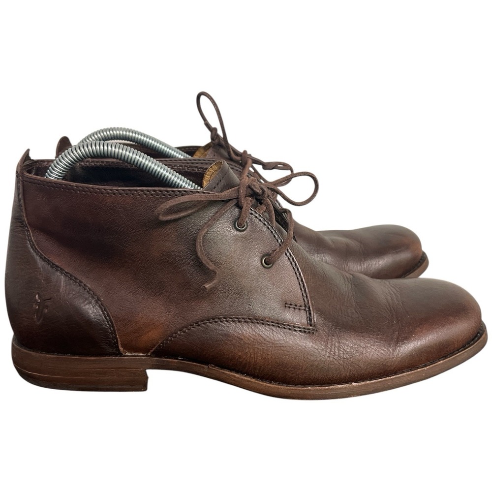 FRYE Mens 9 D Brown Leather Chukka Boots Lace Up Ankle 87255 Made in Mexico